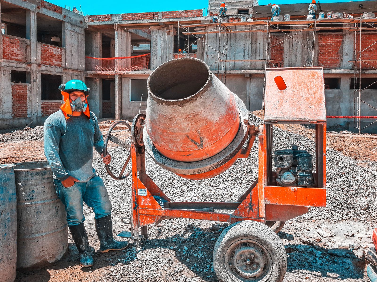 Construction crew member on a commercial job site